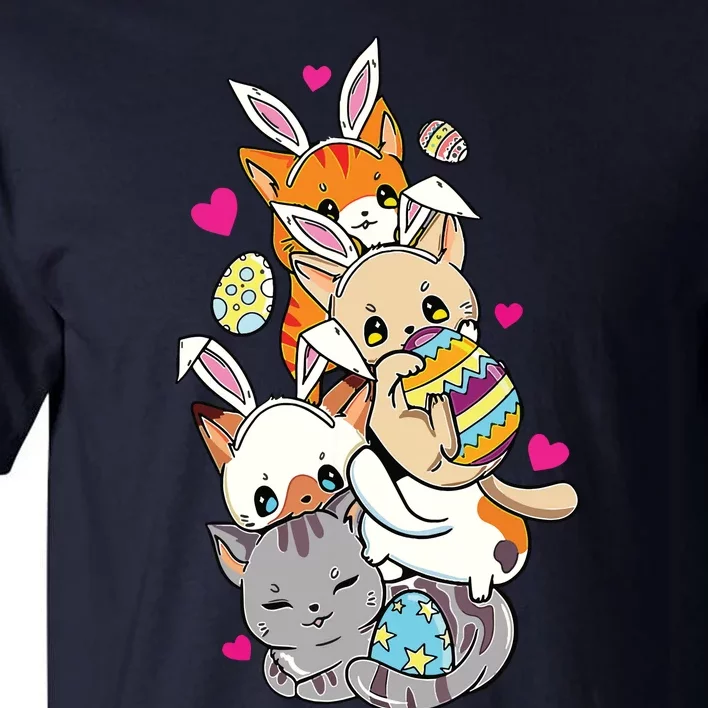 Cute Kawaii Cat Kitten Bunny Lover Easter Egg Hunting Tall T-Shirt