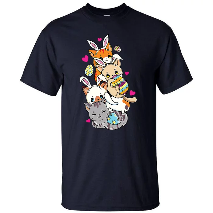 Cute Kawaii Cat Kitten Bunny Lover Easter Egg Hunting Tall T-Shirt