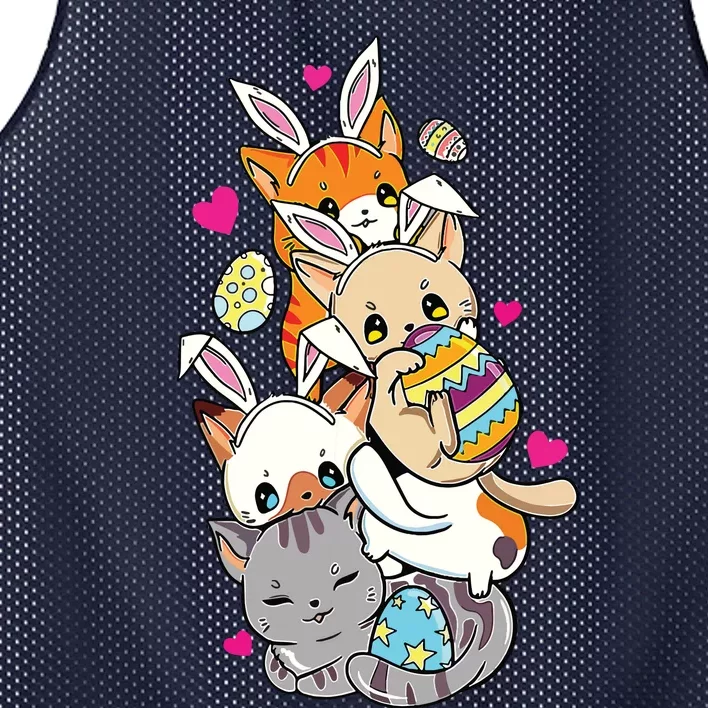 Cute Kawaii Cat Kitten Bunny Lover Easter Egg Hunting Mesh Reversible Basketball Jersey Tank