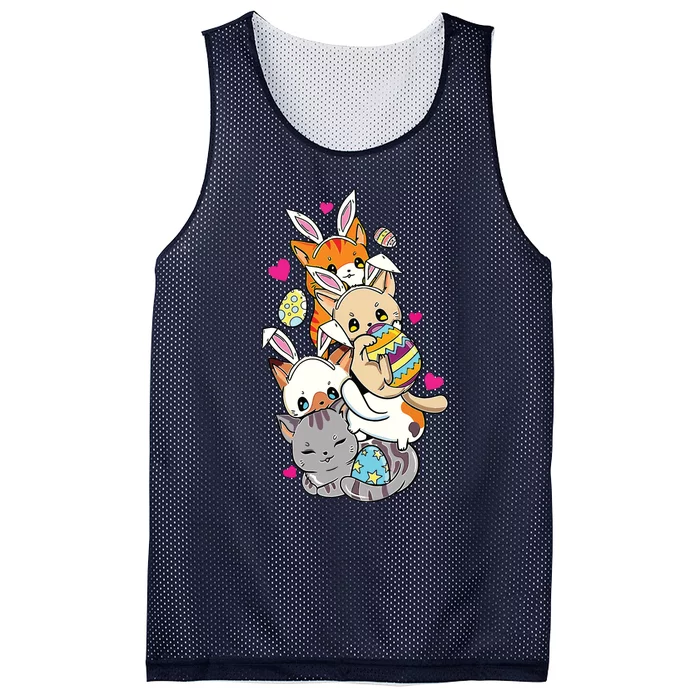 Cute Kawaii Cat Kitten Bunny Lover Easter Egg Hunting Mesh Reversible Basketball Jersey Tank