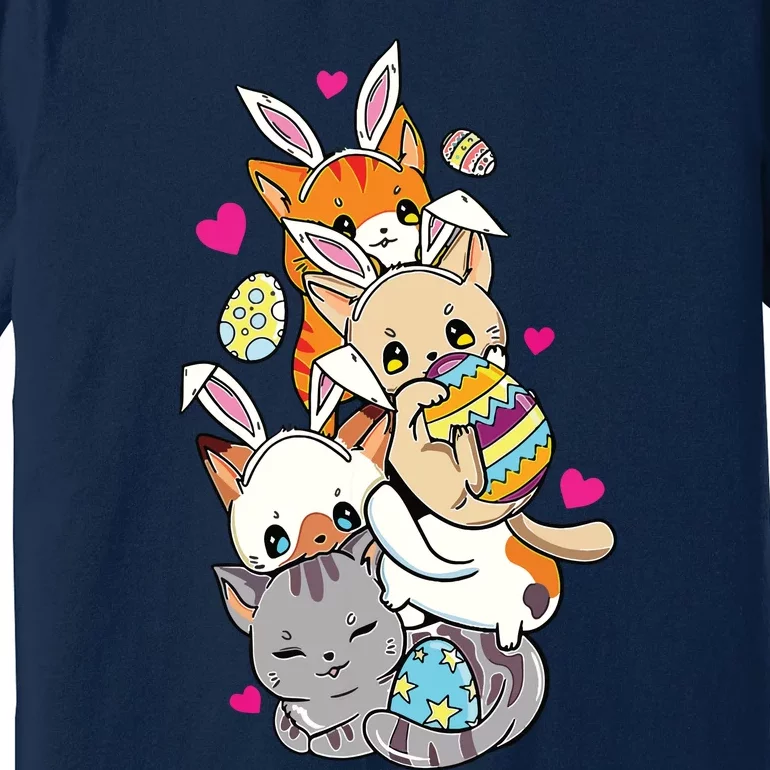 Cute Kawaii Cat Kitten Bunny Lover Easter Egg Hunting Premium T-Shirt