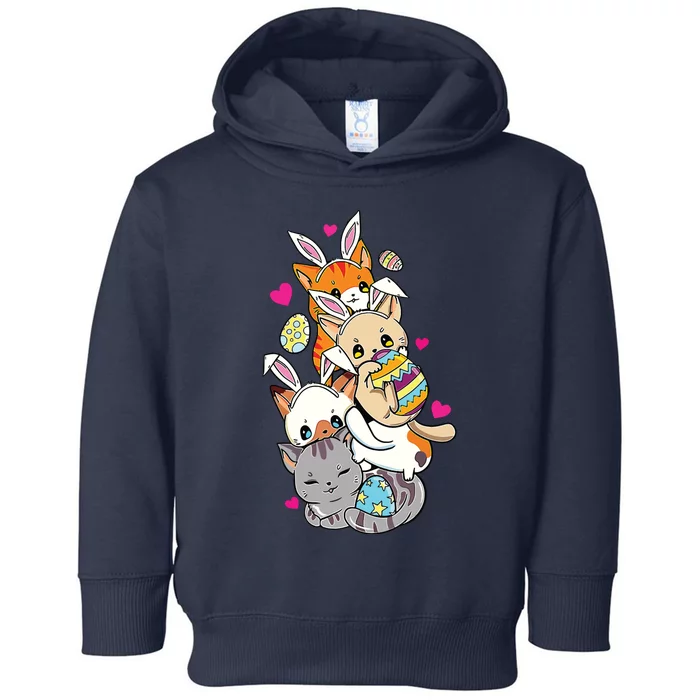 Cute Kawaii Cat Kitten Bunny Lover Easter Egg Hunting Toddler Hoodie