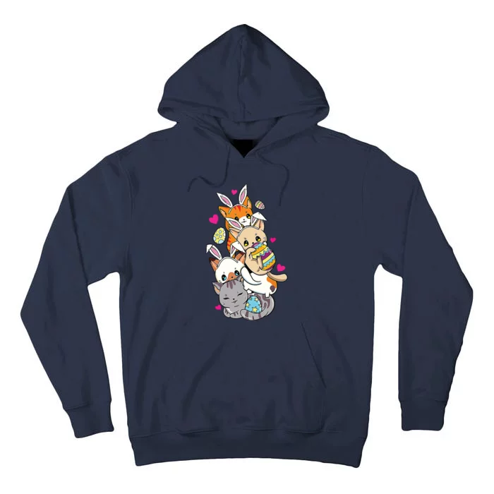 Cute Kawaii Cat Kitten Bunny Lover Easter Egg Hunting Tall Hoodie