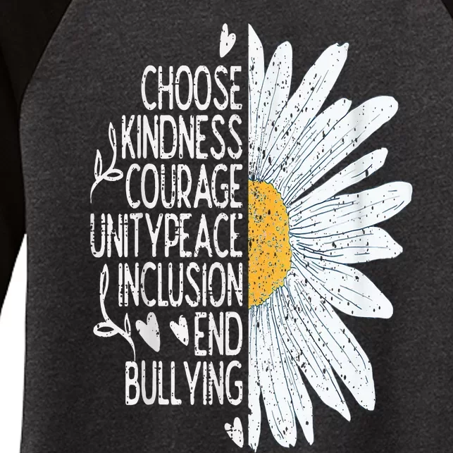 Choose Kindness Courage Sunflower Orange Anti Bullying Women's Tri-Blend 3/4-Sleeve Raglan Shirt