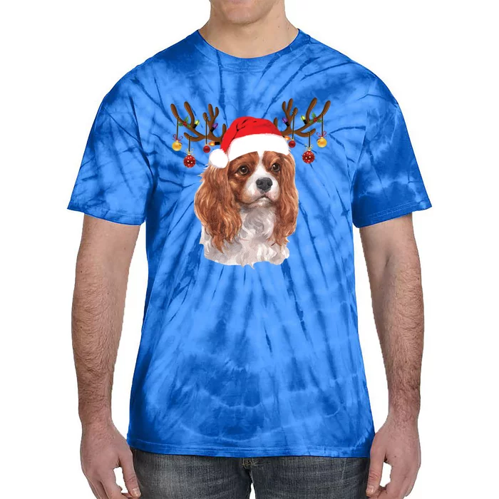 Cavalier King Charles Spaniel Christmas Reindeer Pajama Gift Funny Gift Tie-Dye T-Shirt