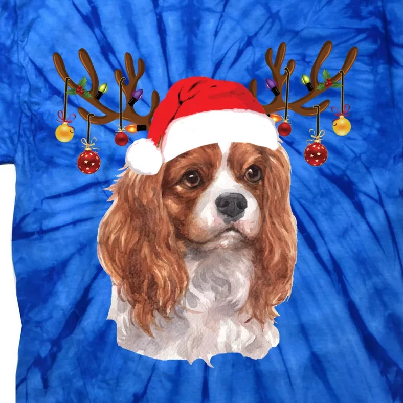 Cavalier King Charles Spaniel Christmas Reindeer Pajama Gift Funny Gift Tie-Dye T-Shirt