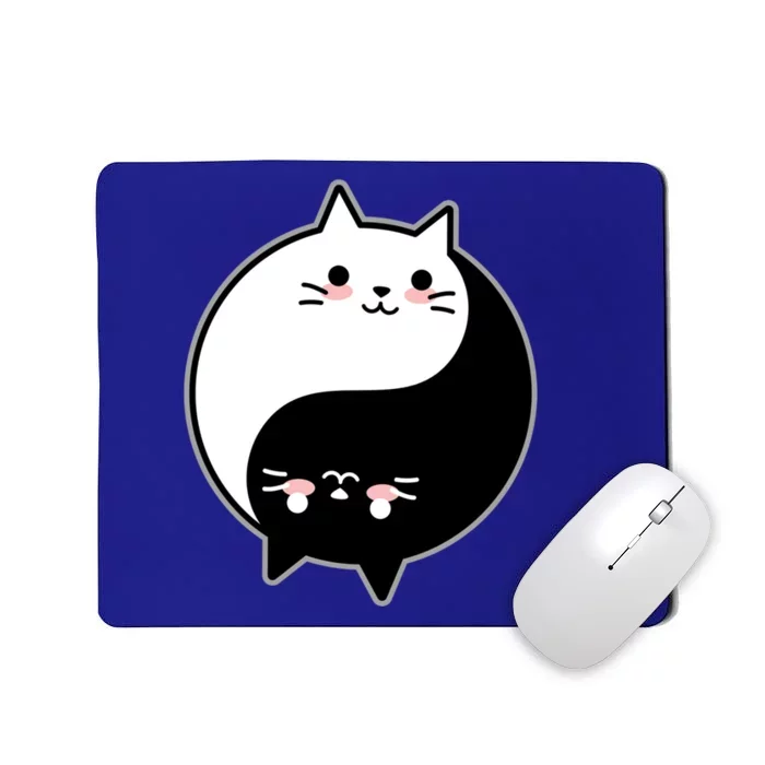 Cute Kawaii Cat Yin And Yang Yoga Cat Lover Graphic Meaningful Gift Mousepad