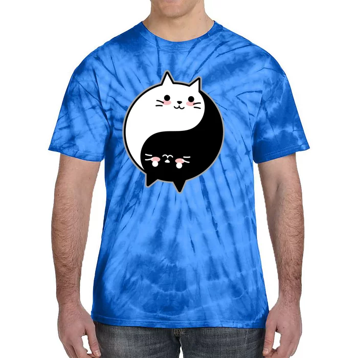 Cute Kawaii Cat Yin And Yang Yoga Cat Lover Graphic Meaningful Gift Tie-Dye T-Shirt