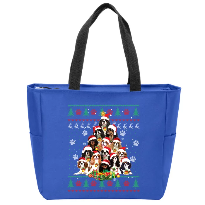 Cavalier King Charles Spaniel Christmas Tree Ugly Sweater Cool Gift Zip Tote Bag