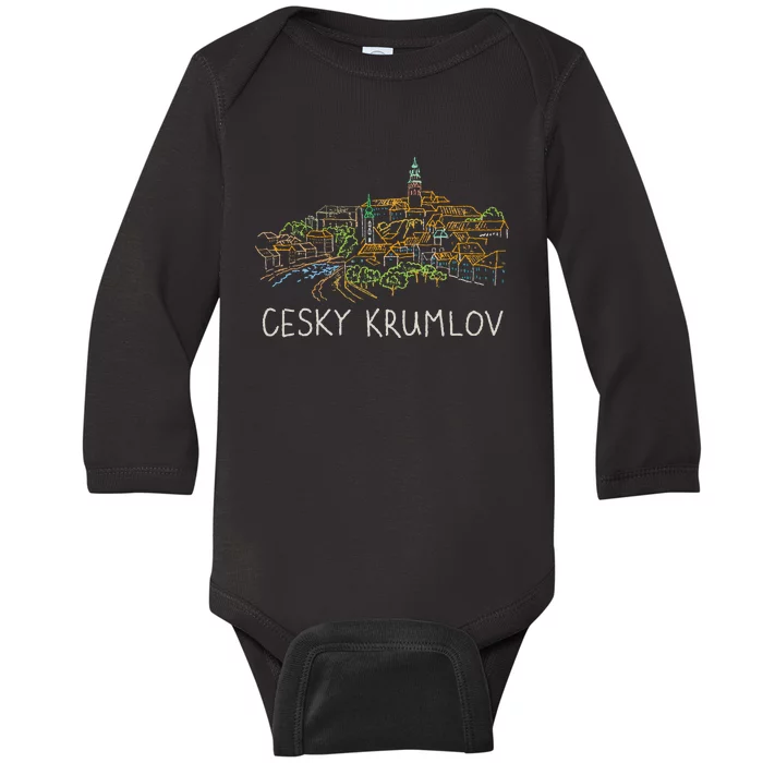 Cesky Krumlov City Czechia Souvenir Gift Baby Long Sleeve Bodysuit