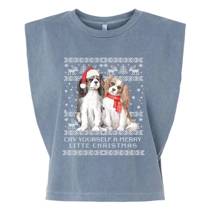 Cavalier King Charles Spaniel Dog Ugly Christmas Sweater Gift Garment-Dyed Women's Muscle Tee