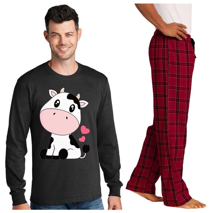 Cute Kawaii Cow Black White funny Animal Long Sleeve Pajama Set