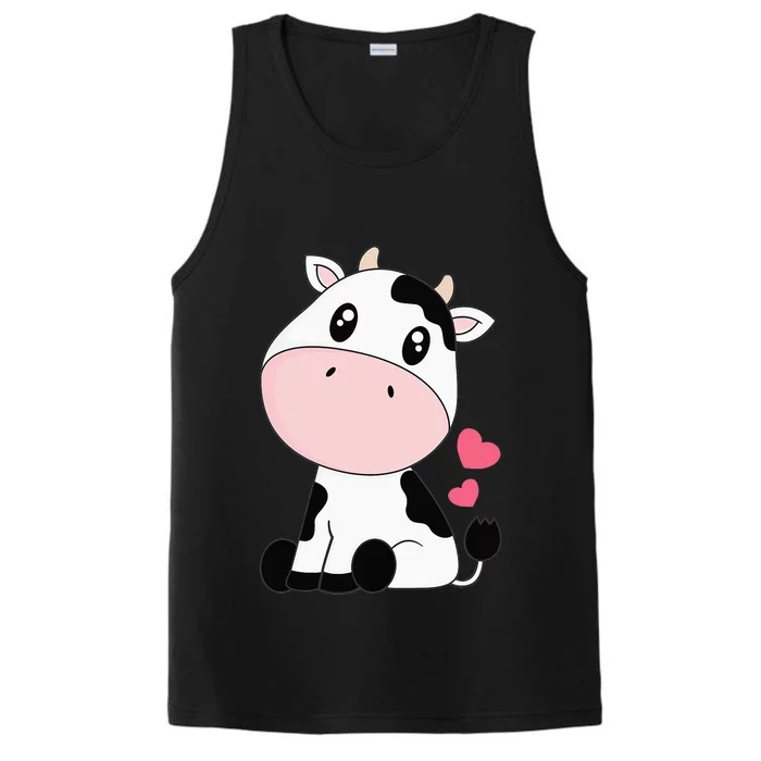 Cute Kawaii Cow Black White funny Animal Performance Tank