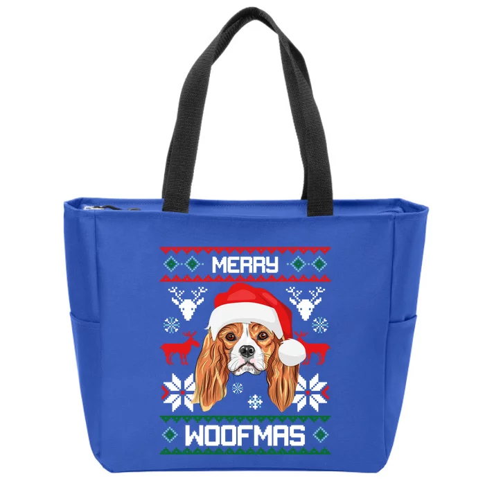 Cavalier King Charles Spaniel Merry Woofmas Gift Zip Tote Bag