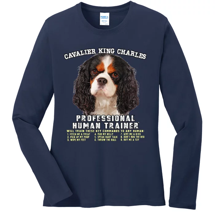 Cavalier King Charles Spaniel Tri Professional Human Trainer Cute Dog Ladies Long Sleeve Shirt