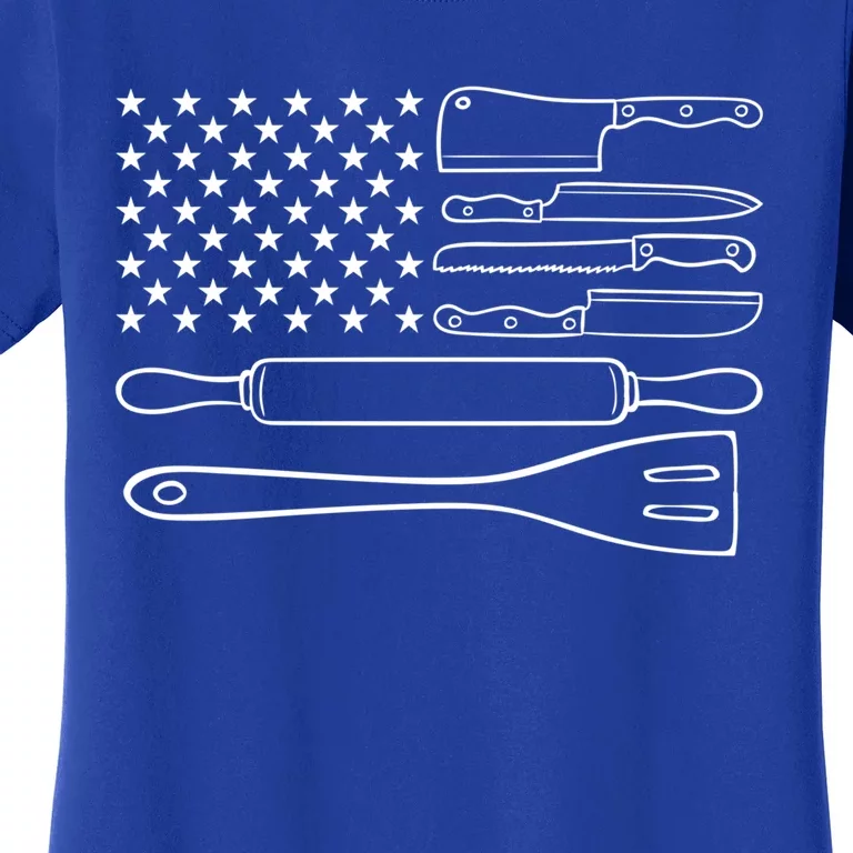 Chef Knife Cool Gift Funny Usa Flag Culinary Gift Women's T-Shirt