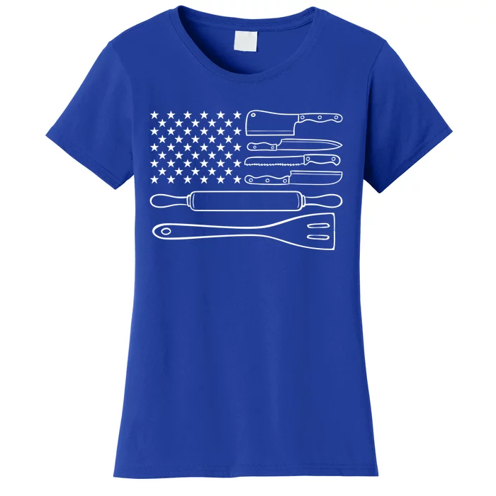 Chef Knife Cool Gift Funny Usa Flag Culinary Gift Women's T-Shirt