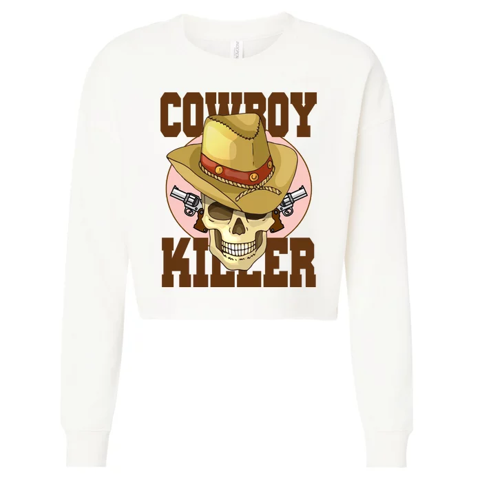 Cowboy Killer Country Skeleton Cropped Pullover Crew