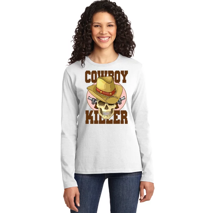 Cowboy Killer Country Skeleton Ladies Long Sleeve Shirt