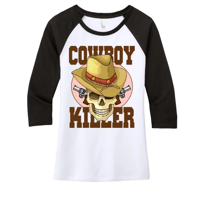 Cowboy Killer Country Skeleton Women's Tri-Blend 3/4-Sleeve Raglan Shirt