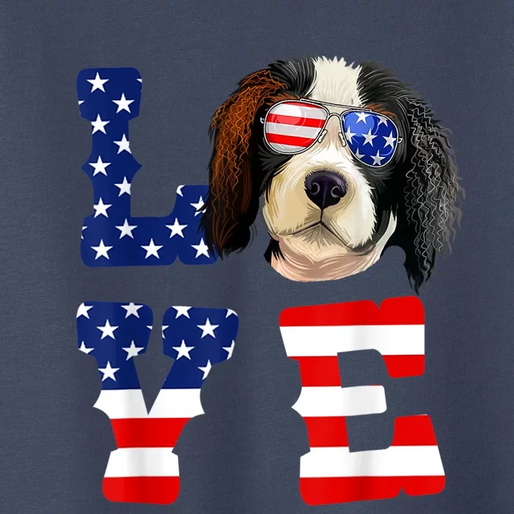 Cavalier King Charles Spaniel Love Dog American Flag Toddler T-Shirt