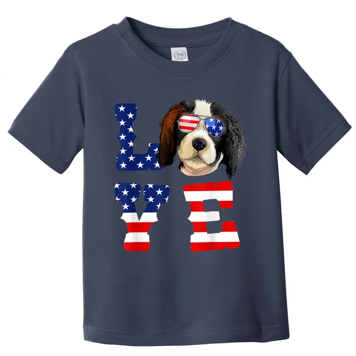 Cavalier King Charles Spaniel Love Dog American Flag Toddler T-Shirt