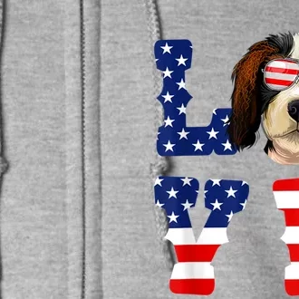 Cavalier King Charles Spaniel Love Dog American Flag Full Zip Hoodie