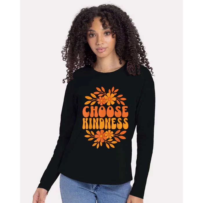 Choose Kindness Cool 60s Unity Day Groovy World Kindness Day Womens Cotton Relaxed Long Sleeve T-Shirt