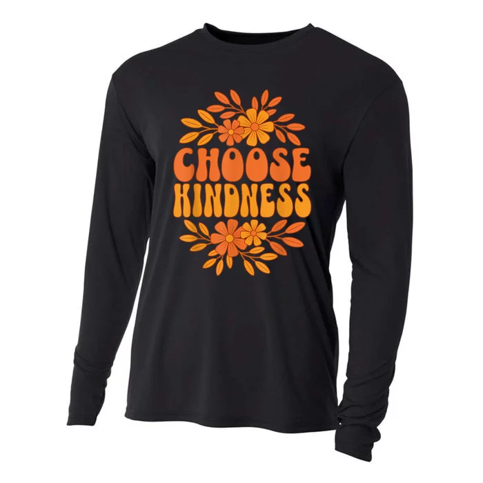 Choose Kindness Cool 60s Unity Day Groovy World Kindness Day Cooling Performance Long Sleeve Crew