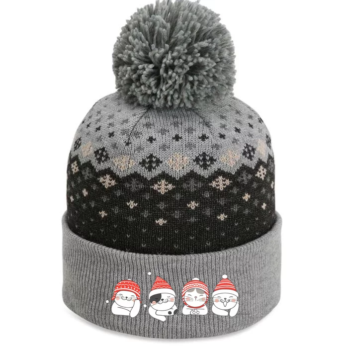 Cute Kitty Cats Christmas, Festive The Baniff Cuffed Pom Beanie