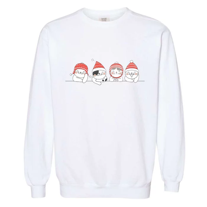 Cute Kitty Cats Christmas, Festive Garment-Dyed Sweatshirt