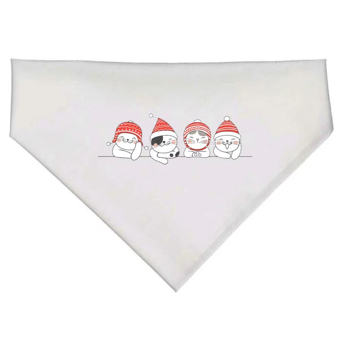 Cute Kitty Cats Christmas, Festive USA-Made Doggie Bandana