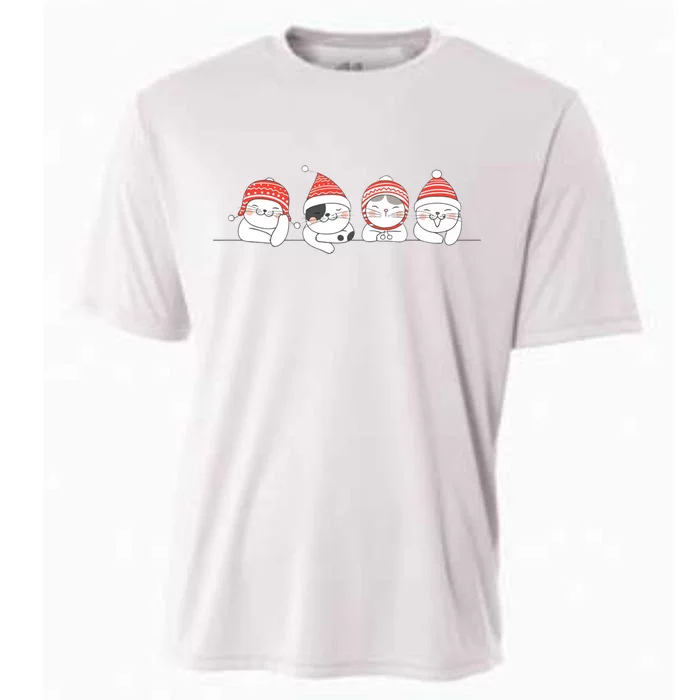 Cute Kitty Cats Christmas, Festive Cooling Performance Crew T-Shirt