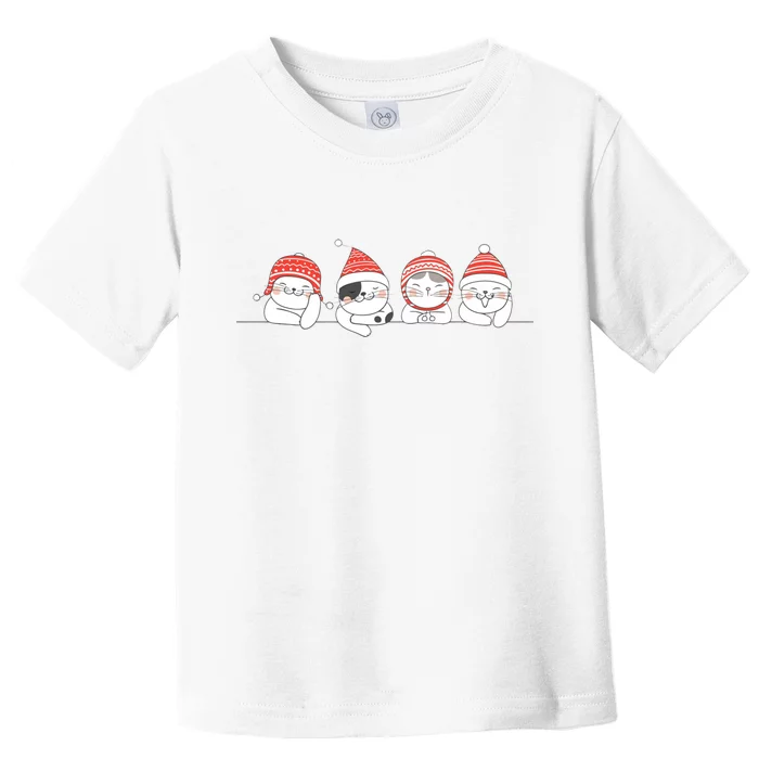 Cute Kitty Cats Christmas, Festive Toddler T-Shirt