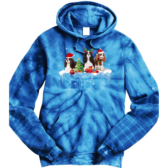 Cavalier King Charles Spaniel Christmas Reindeer Pajama Gift Tie Dye Hoodie