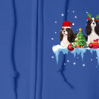 Cavalier King Charles Spaniel Christmas Reindeer Pajama Gift Full Zip Hoodie