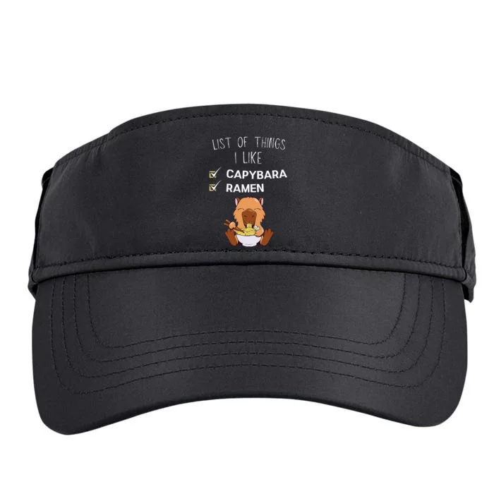 Cute Kawaii Capybara List Of Things I Like Ramen Lover Adult Drive Performance Visor