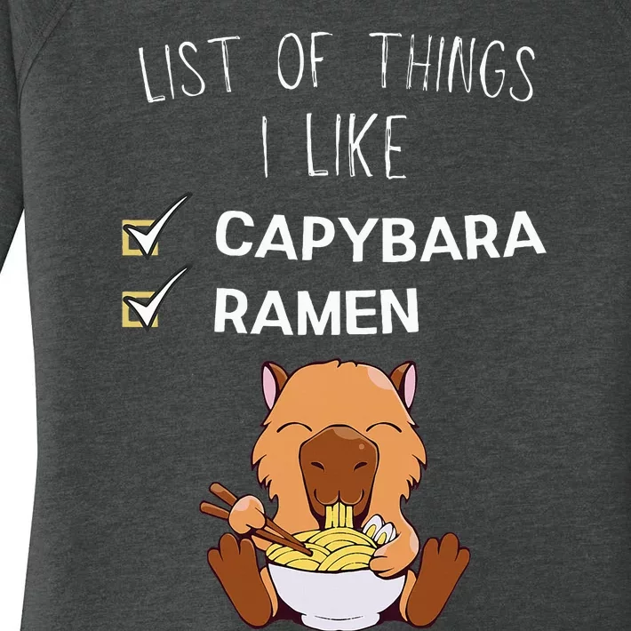 Cute Kawaii Capybara List Of Things I Like Ramen Lover Women's Perfect Tri Tunic Long Sleeve Shirt