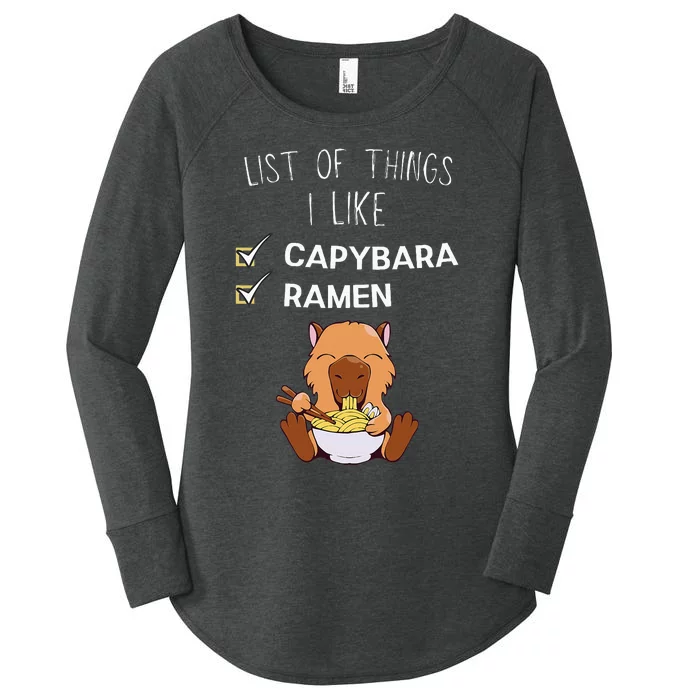 Cute Kawaii Capybara List Of Things I Like Ramen Lover Women's Perfect Tri Tunic Long Sleeve Shirt