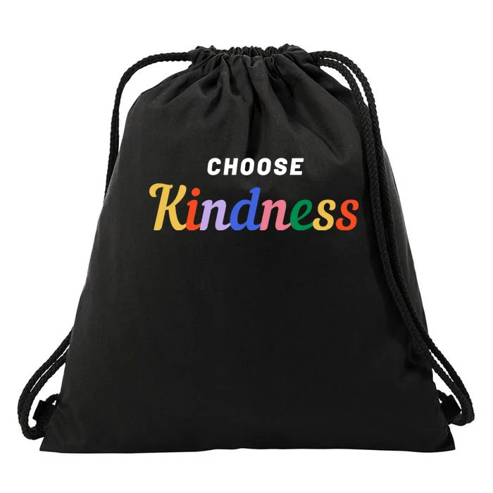 Choose Kindness Colorful Positive Quote Drawstring Bag