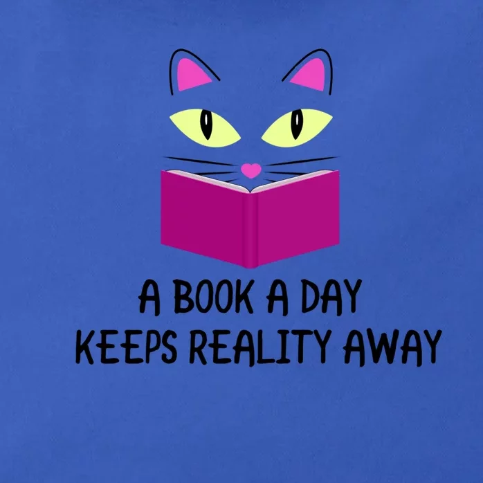 Cute Kitty Cat Face A Book A Day Keeps Reality Away Gift Zip Tote Bag