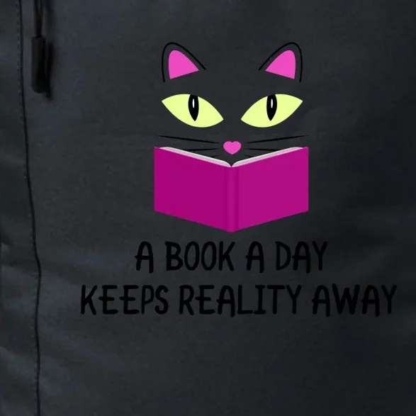 Cute Kitty Cat Face A Book A Day Keeps Reality Away Gift Daily Commute Backpack