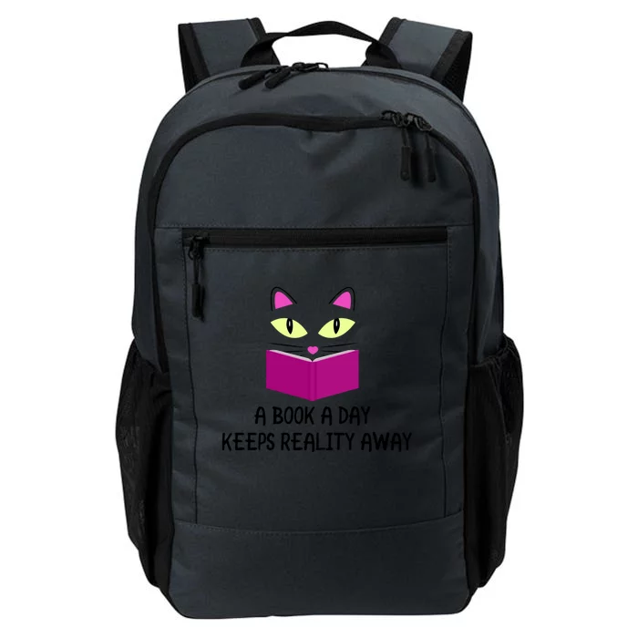 Cute Kitty Cat Face A Book A Day Keeps Reality Away Gift Daily Commute Backpack