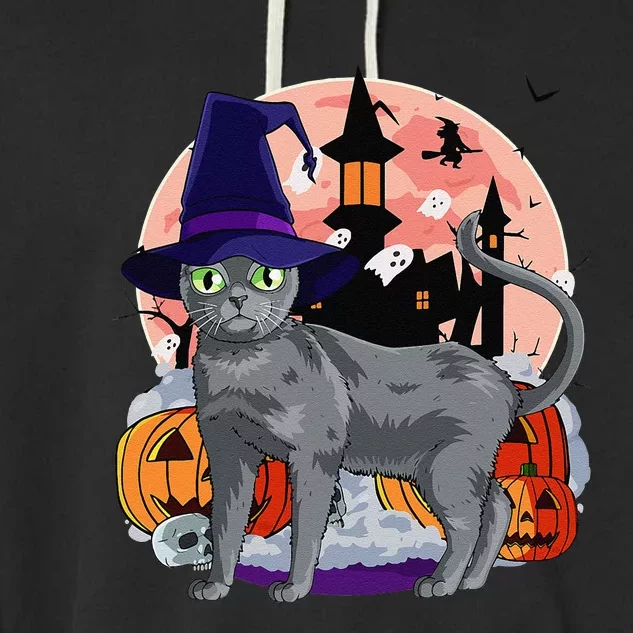 Cute Korat Cat Halloween Witch Pumpkin Garment-Dyed Fleece Hoodie