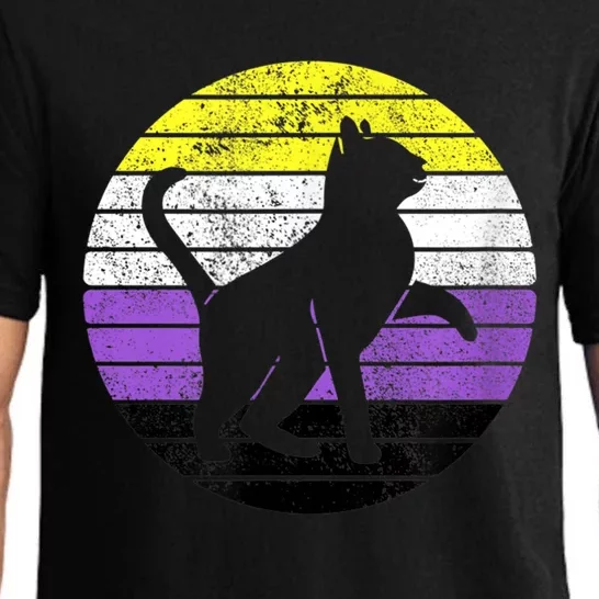 Cute Kitten Cat Nonbinary Pride Lgb Quotes Non Binary Flag Pajama Set