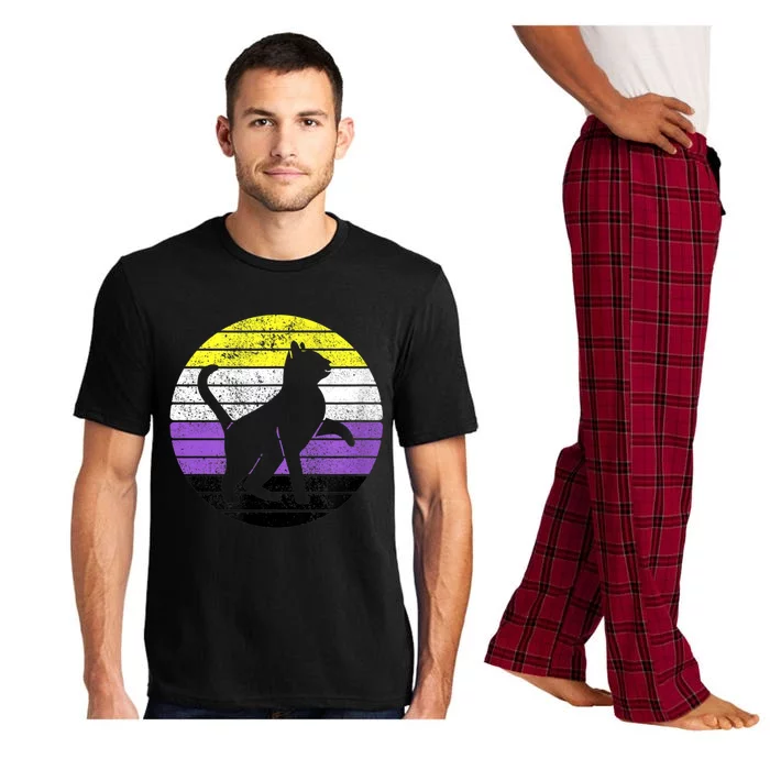 Cute Kitten Cat Nonbinary Pride Lgb Quotes Non Binary Flag Pajama Set