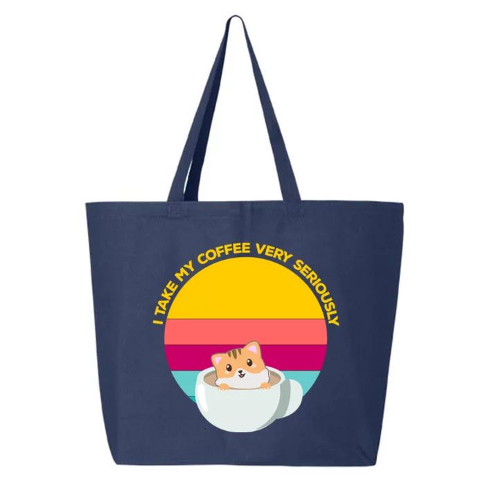 Cute Kawaii Cat In A Coffee Cup Funny Coffee Puns Retro Sunset Cat Lover 25L Jumbo Tote