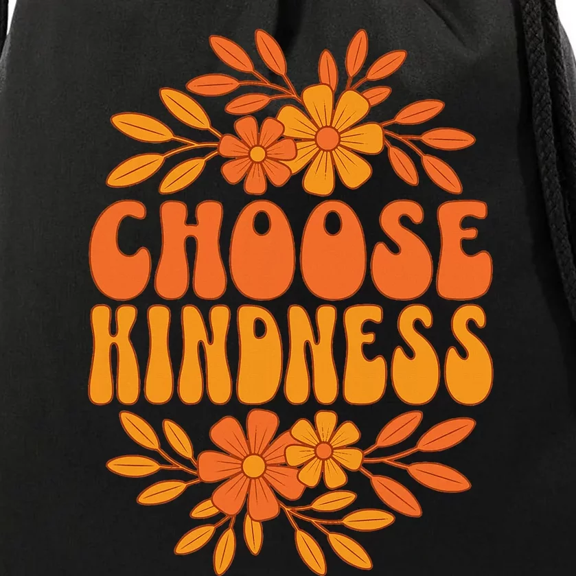 Choose Kindness Cool 60s Unity Day Groovy World Kindness Day Drawstring Bag