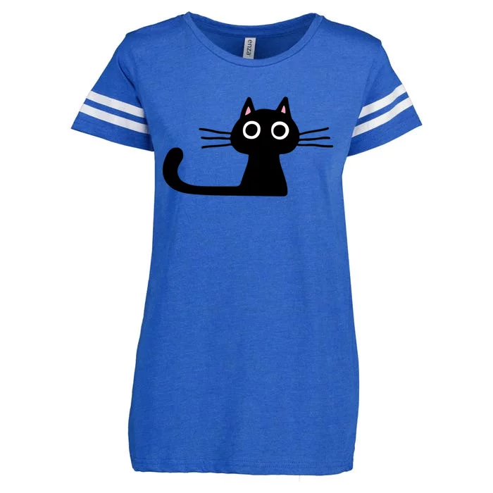 Cutie Kitty Cat Wide Eyed Black Kitten Enza Ladies Jersey Football T-Shirt