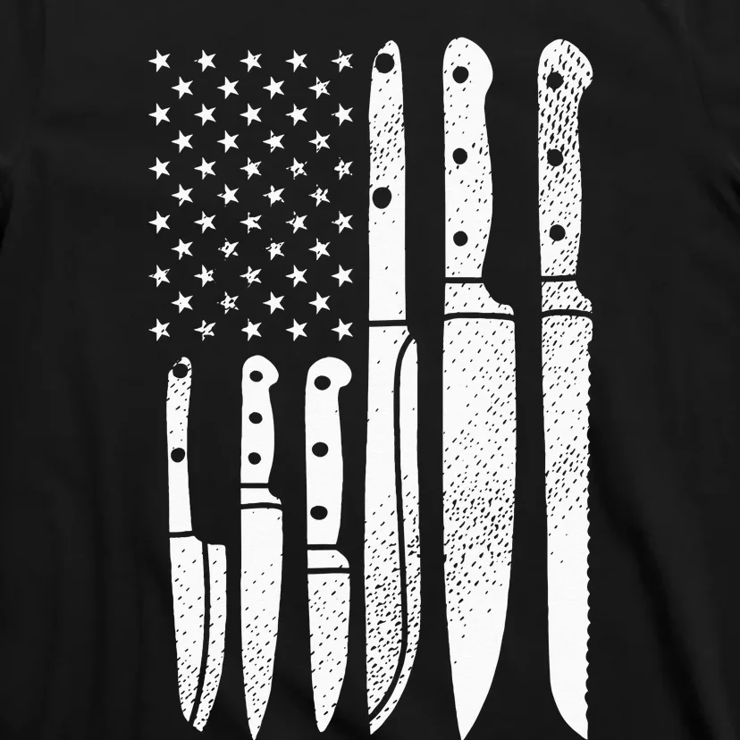 Chef Knives Cooking Utensil Cook Cooking US Flag July 4 T-Shirt